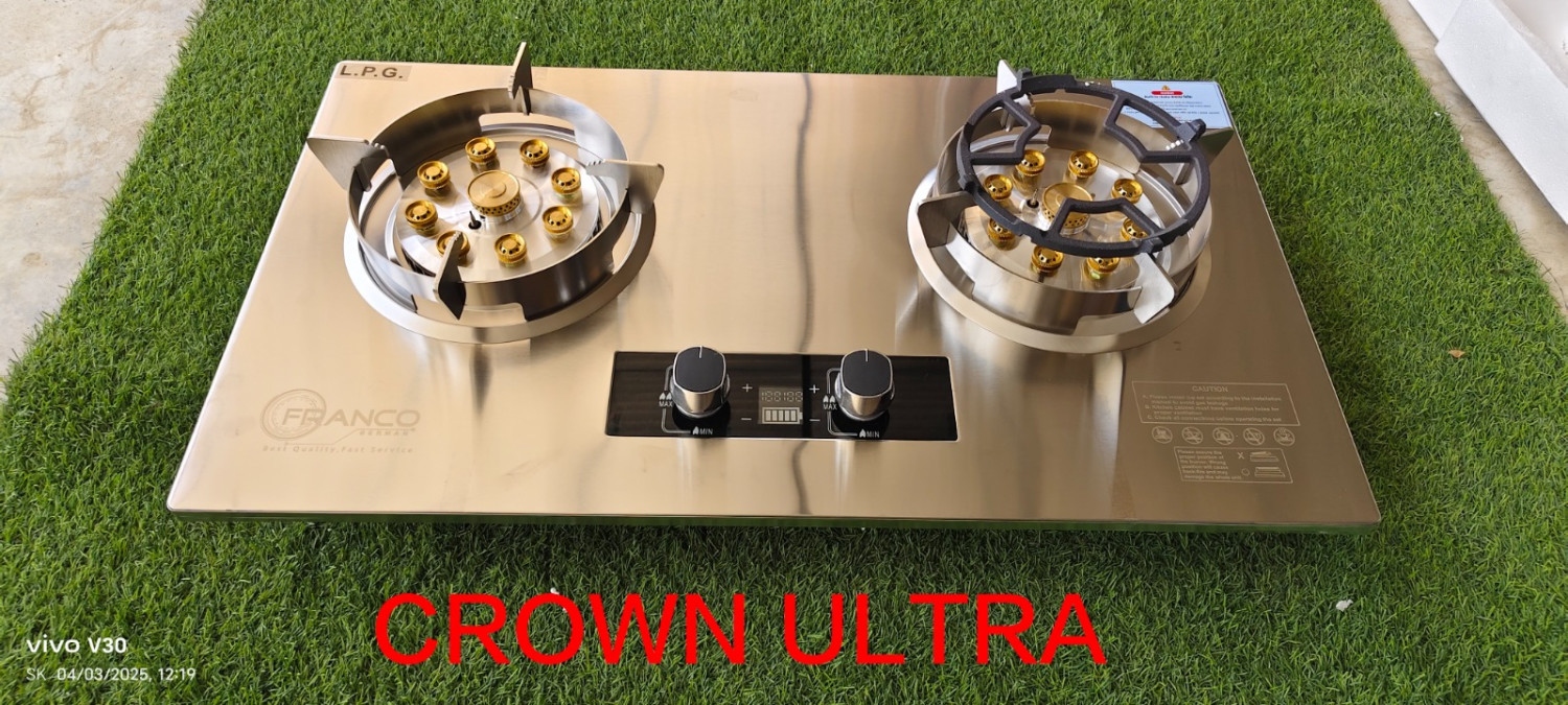 CROWN ULTRA-1 PLUS STONE HIGH QUALITY TEMPERED BUILT IN GAS STOVE