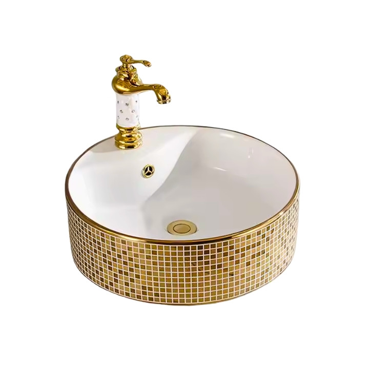 G012 New colorful Golden Decorative Counter Top Basin